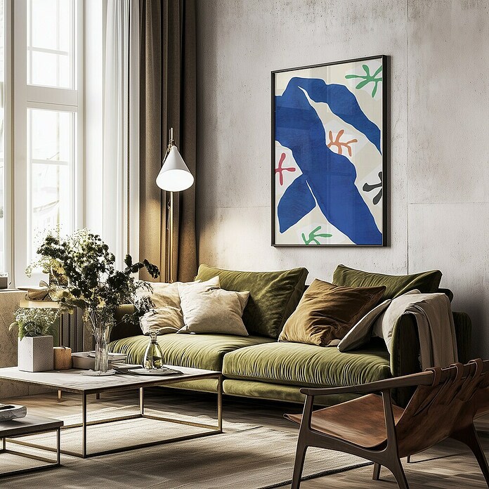 Papermoon Bild (Abstract Blue Figure, B x H: 100 x 140 cm, Mit Passepartout, Rahmen Schwarz) | BAUHAUS