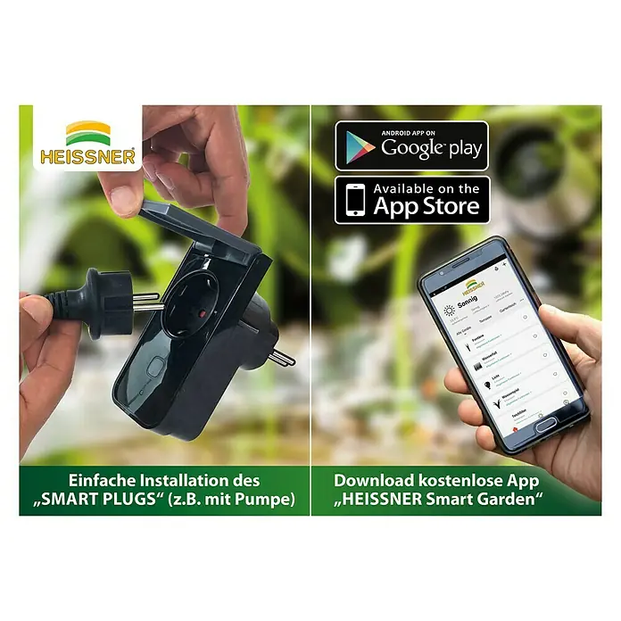 Heissner WiFi-Schaltsteckdose - Schwarz - Intelligente Gartensteckdose von Heissner für einfache Installation und Steuerung über die Heissner Smart Garden App.