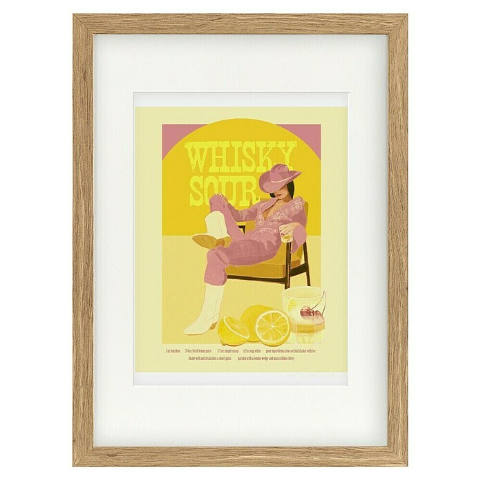 Papermoon Bild (Whisky Sour Pink Copy, B x H: 60 x 80 cm, Mit Passepartout, Rahmen Eiche) | BAUHAUS