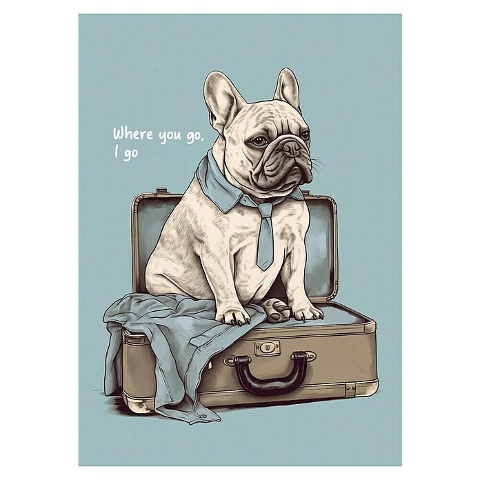 Papermoon Poster (Frenchie want Travel, B x H: 60 x 80 cm, Ohne Passepartout) | BAUHAUS