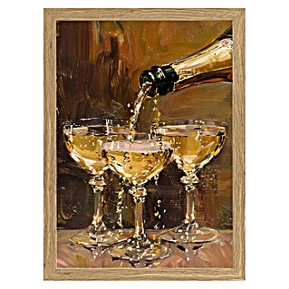 Papermoon Bild (Vintage Champagne, B x H: 60 x 80 cm, Ohne Passepartout, Rahmen Eiche)
