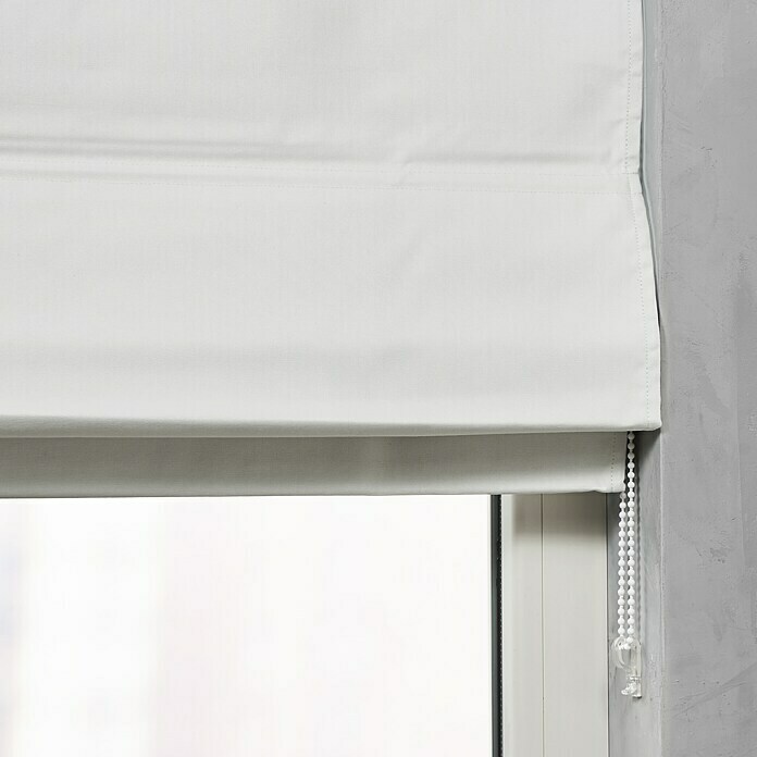 Raffrollo (60 x 180 cm, 70 % Baumwolle, 30 % Polyester, Weiß)