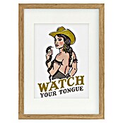 Papermoon Bild (Watch Your Tongue, B x H: 40 x 50 cm, Mit Passepartout, Rahmen Eiche) | BAUHAUS