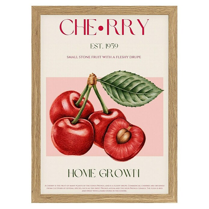 Papermoon Bild (Sweet Red Cherries, B x H: 60 x 80 cm, Ohne Passepartout, Rahmen Eiche) | BAUHAUS