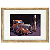Papermoon Bild (Rusted Pickup Truck, B x H: 110 x 80 cm, Mit Passepartout, Rahmen Eiche) | BAUHAUS