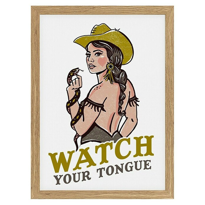 Papermoon Bild (Watch Your Tongue, B x H: 70 x 100 cm, Ohne Passepartout, Rahmen Eiche) | BAUHAUS