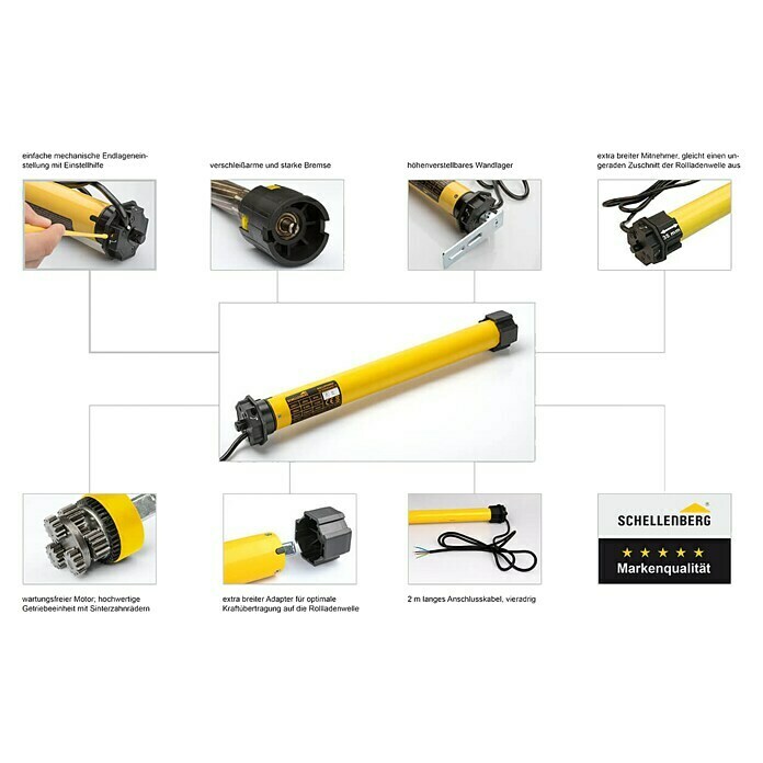 Schellenberg Rohrmotor Maxi Standard 10Max. Rollladenfläche: 4,2 m² bei Kunststoffrollläden, Einbaulänge: 500 mm, Zugkraft: 20 kg Unknown