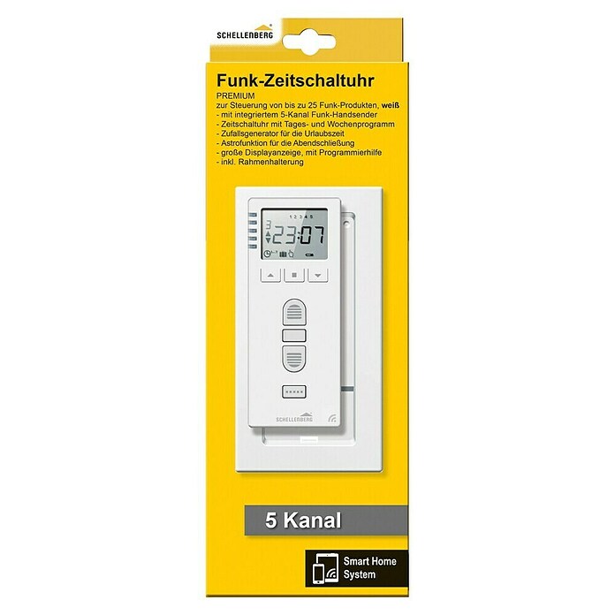 Schellenberg Funk-Zeitschaltuhr Premium (Unterstützte Systeme: Abus Smart Friends System, Geeignet für: 25 Funk-Motoren)