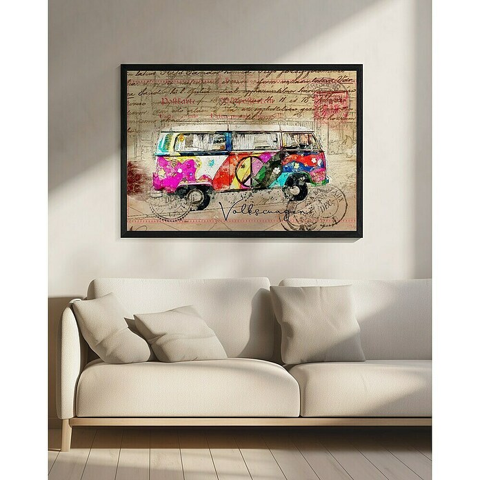 Papermoon Bild (VW Combi Art, B x H: 70 x 50 cm, Mit Passepartout, Rahmen Schwarz) | BAUHAUS