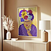 Papermoon Bild (Frida and Flowers, B x H: 80 x 110 cm, Mit Passepartout, Rahmen Eiche) | BAUHAUS