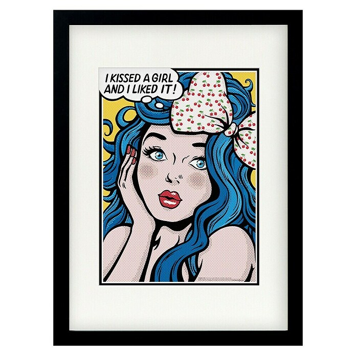 Papermoon Bild (I Kissed a Girl, B x H: 60 x 80 cm, Mit Passepartout, Rahmen Schwarz) | BAUHAUS