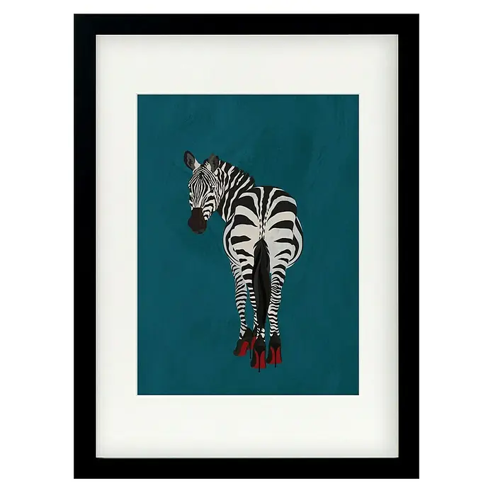 Papermoon BildZebra Heels, B x H: 50 x 70 cm, Mit Passepartout, Rahmen Schwarz - Vorderansicht