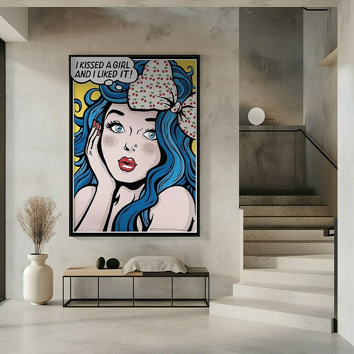 Papermoon Bild (I Kissed a Girl, B x H: 50 x 70 cm, Ohne Passepartout, Rahmen Schwarz) | BAUHAUS
