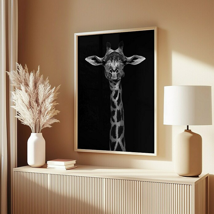 Papermoon Bild (Giraffe Portrait, B x H: 50 x 70 cm, Mit Passepartout, Rahmen Eiche) | BAUHAUS