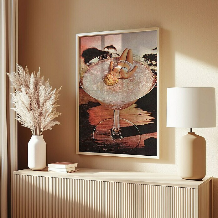 Papermoon Bild (Pink Margarita, B x H: 80 x 110 cm, Mit Passepartout, Rahmen Eiche) | BAUHAUS