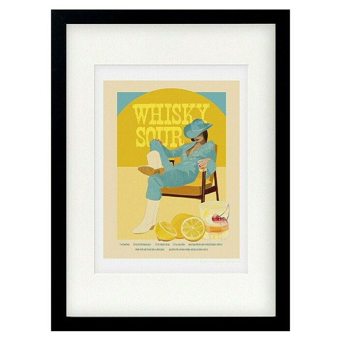 Papermoon Bild (Cocktails Whisky Sour, B x H: 50 x 70 cm, Mit Passepartout, Rahmen Schwarz) | BAUHAUS