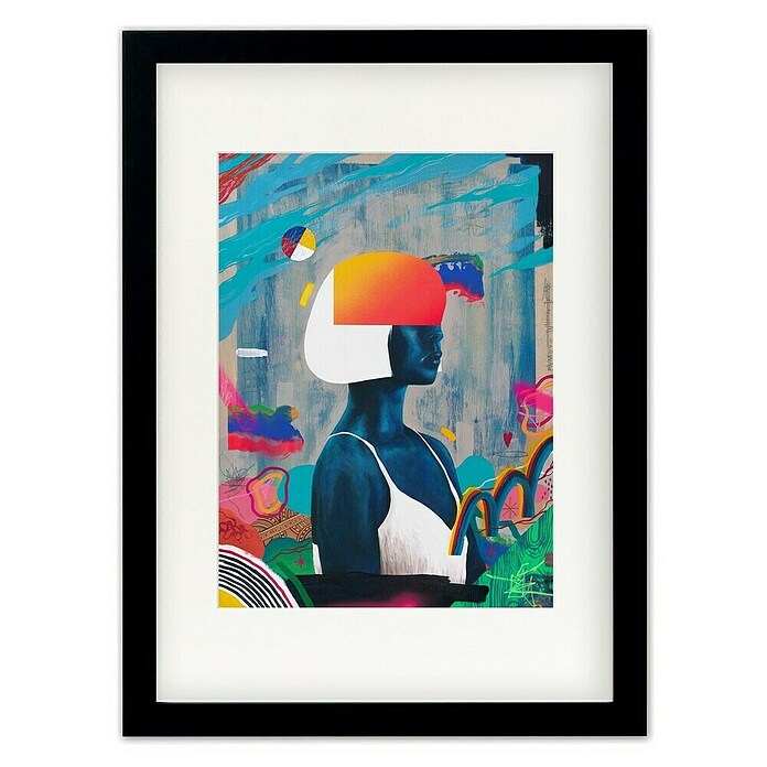 Papermoon Bild (Blue Girl, B x H: 50 x 70 cm, Mit Passepartout, Rahmen Schwarz) | BAUHAUS