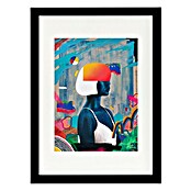 Papermoon Bild (Blue Girl, B x H: 50 x 70 cm, Mit Passepartout, Rahmen Schwarz) | BAUHAUS