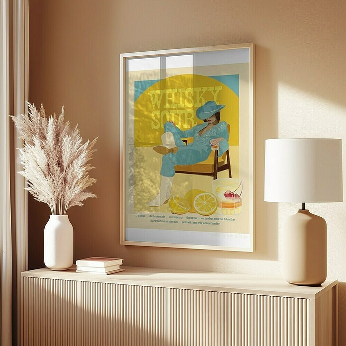 Papermoon Bild (Cocktails Whisky Sour, B x H: 100 x 140 cm, Ohne Passepartout, Rahmen Eiche) | BAUHAUS
