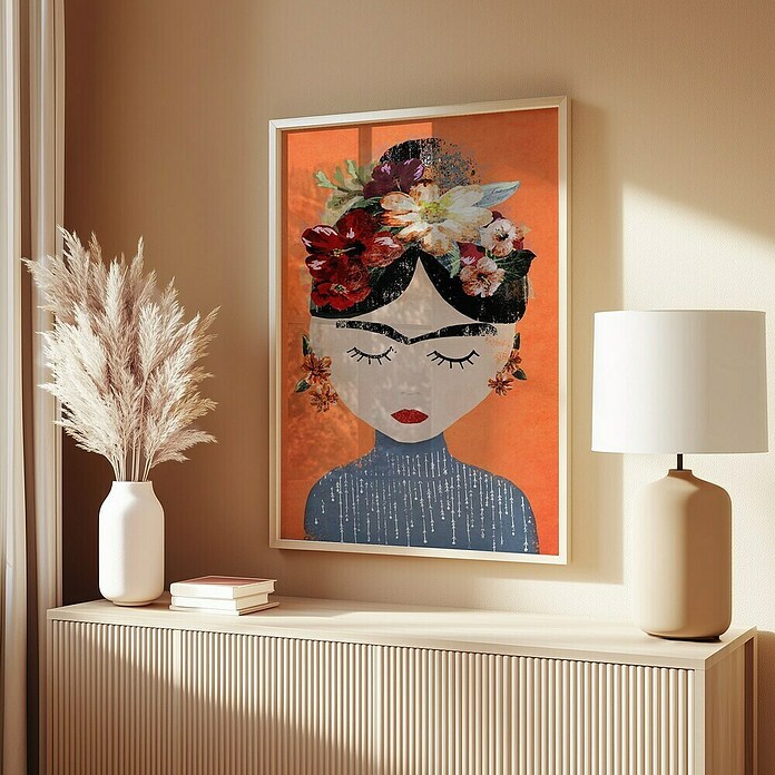 Papermoon Bild (Treechild Frida Orange, B x H: 40 x 50 cm, Ohne Passepartout, Rahmen Eiche) | BAUHAUS