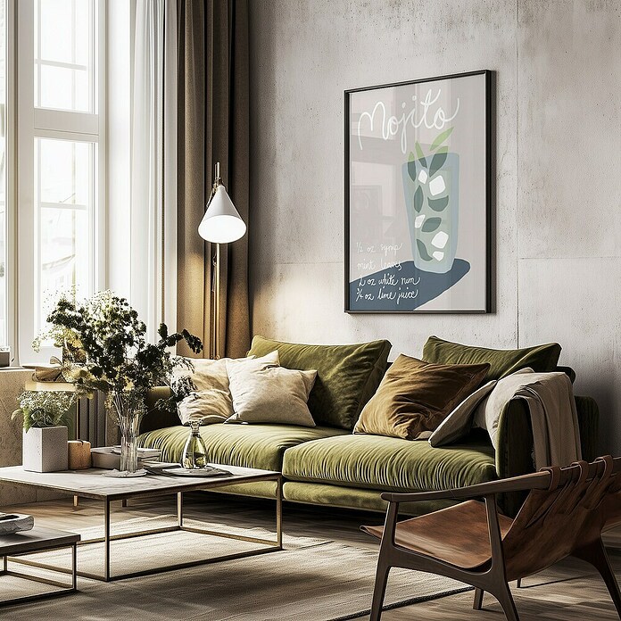 Papermoon Bild (Mojito Rezept, B x H: 70 x 100 cm, Ohne Passepartout, Rahmen Schwarz) | BAUHAUS