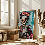 Papermoon Bild (Frida Chihuahua, B x H: 100 x 140 cm, Mit Passepartout, Rahmen Eiche) | BAUHAUS