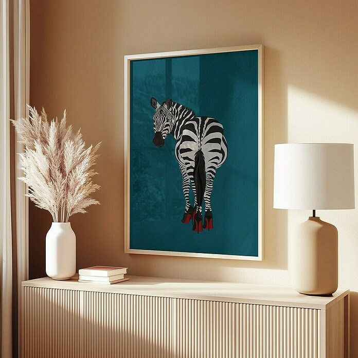 Papermoon Bild (Zebra Heels, B x H: 100 x 140 cm, Mit Passepartout, Rahmen Eiche) | BAUHAUS