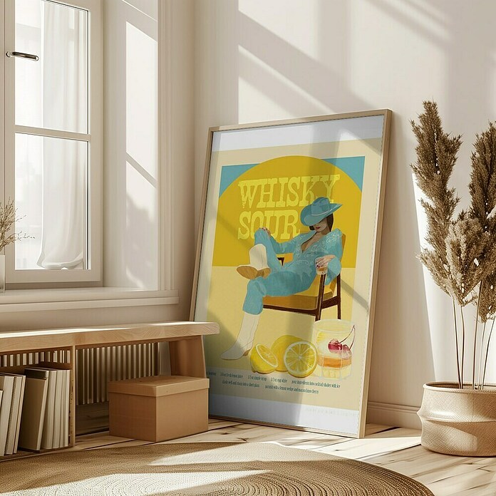 Papermoon Bild (Cocktails Whisky Sour, B x H: 100 x 140 cm, Ohne Passepartout, Rahmen Eiche) | BAUHAUS