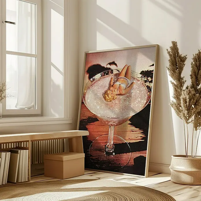 Papermoon BildPink Margarita, B x H: 70 x 100 cm, Ohne Passepartout, Rahmen Eiche - Stimmungsaufnahme