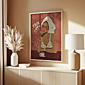 Papermoon Bild (Morning Coffee, B x H: 100 x 140 cm, Mit Passepartout, Rahmen Eiche) | BAUHAUS