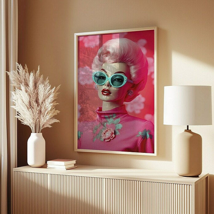 Papermoon Bild (Oh Barbie No. 1, B x H: 80 x 110 cm, Mit Passepartout, Rahmen Eiche) | BAUHAUS