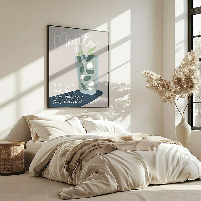 Papermoon Bild (Mojito Rezept, B x H: 40 x 50 cm, Mit Passepartout, Rahmen Eiche) | BAUHAUS