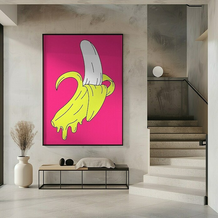 Papermoon Bild (Melting Pink Banana, B x H: 70 x 100 cm, Ohne Passepartout, Rahmen Schwarz) | BAUHAUS