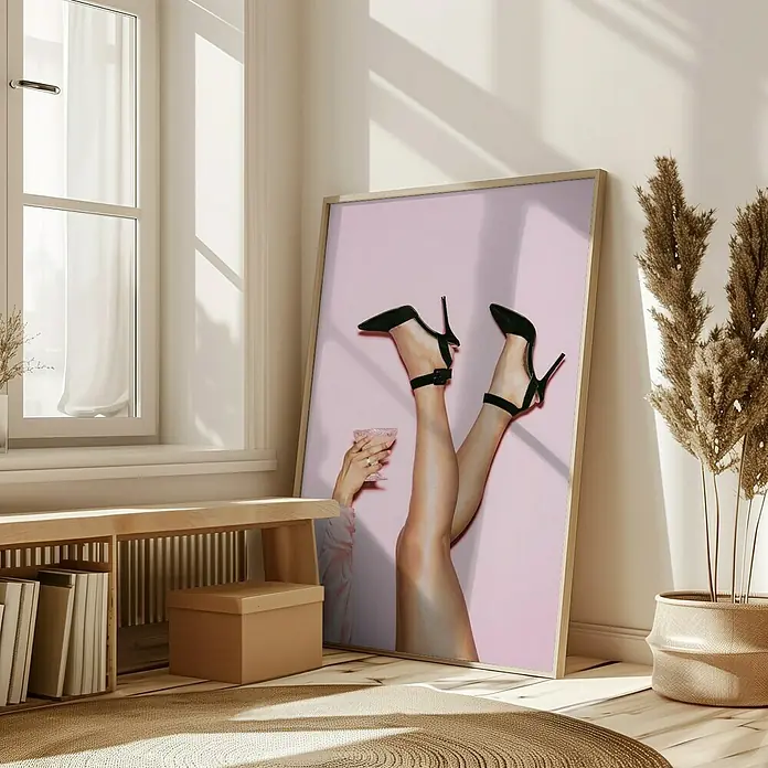 Papermoon BildCheers Peaches, B x H: 40 x 50 cm, Mit Passepartout, Rahmen Eiche - Stimmungsaufnahme