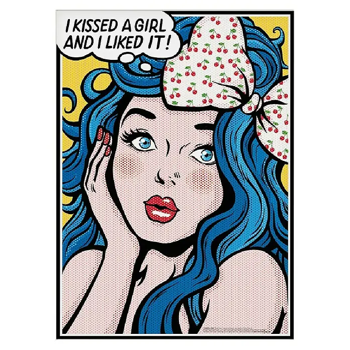 Papermoon PosterI Kissed a Girl, B x H: 50 x 70 cm, Mit Passepartout - Vorderansicht