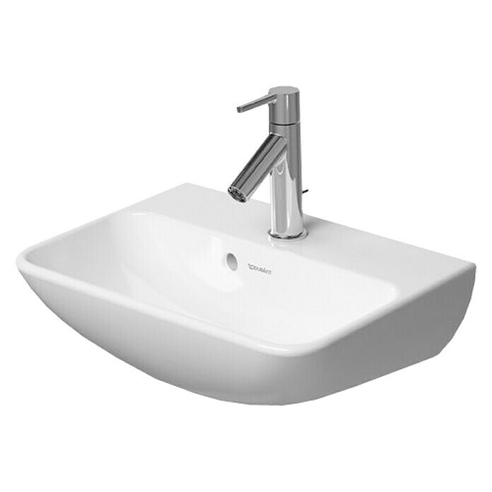 Duravit ME by Starck Waschbecken45 x 32 cm, Mit schmutzabweisender Glasur, Hahnloch: Mitte, Mit Überlauf, Weiß Front View