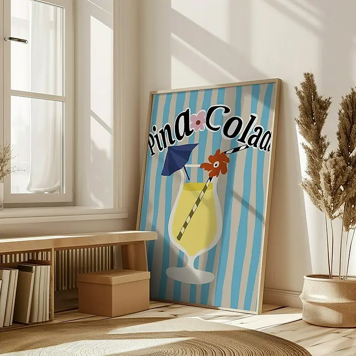 Papermoon BildPina Colada, B x H: 70 x 100 cm, Mit Passepartout, Rahmen Eiche - Stimmungsaufnahme