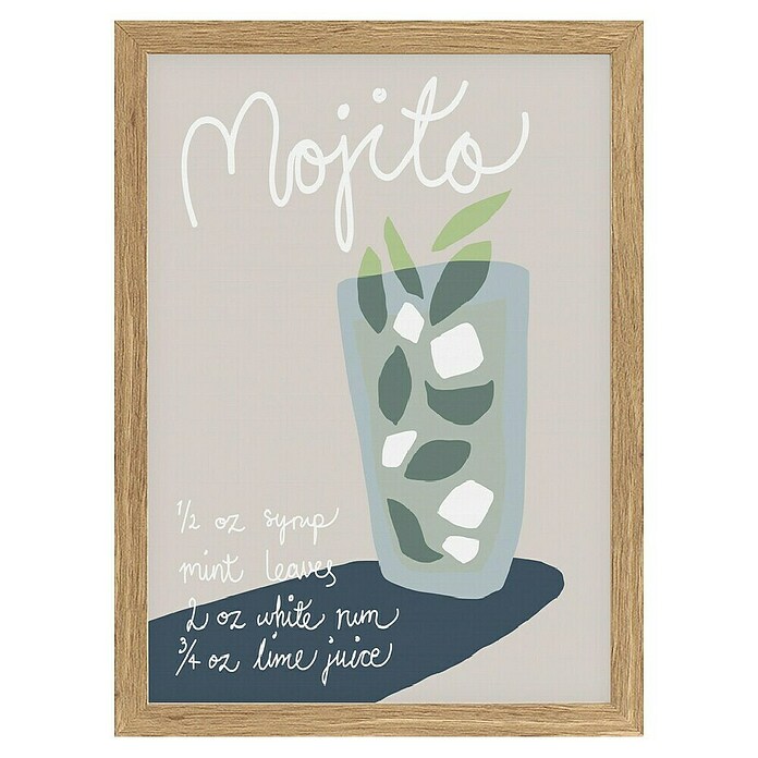 Papermoon Bild (Mojito Rezept, B x H: 80 x 110 cm, Ohne Passepartout, Rahmen Eiche) | BAUHAUS