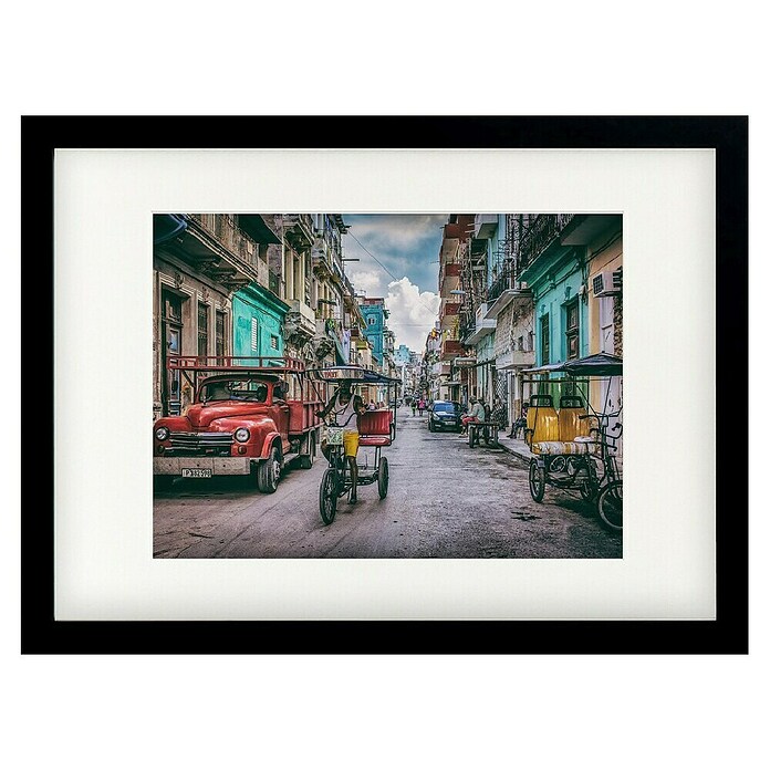 Papermoon Bild (Habana Street, B x H: 110 x 80 cm, Mit Passepartout, Rahmen Schwarz) | BAUHAUS