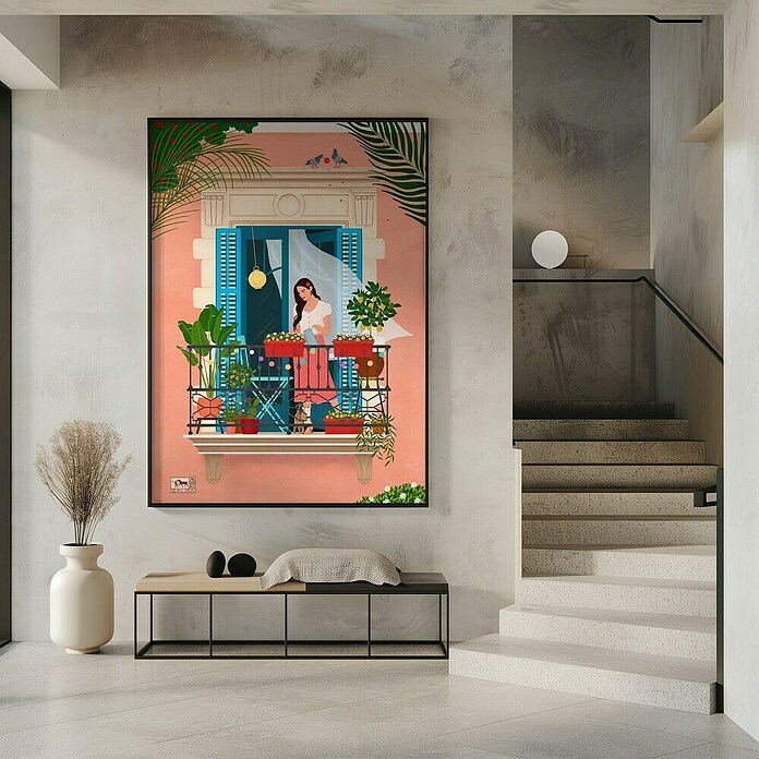 Papermoon Bild (Barcelona, B x H: 50 x 70 cm, Mit Passepartout, Rahmen Schwarz) | BAUHAUS