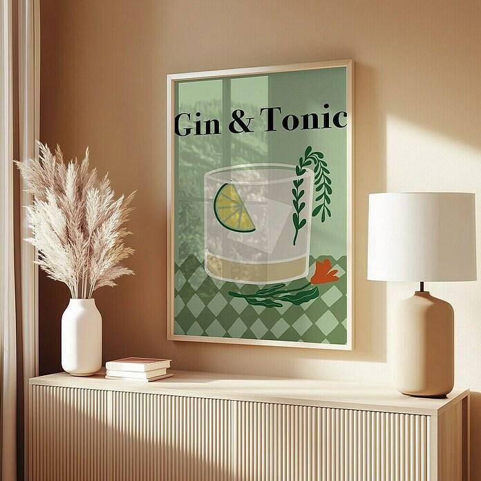 Papermoon Bild (Gin a Tonic, B x H: 50 x 70 cm, Mit Passepartout, Rahmen Eiche) | BAUHAUS