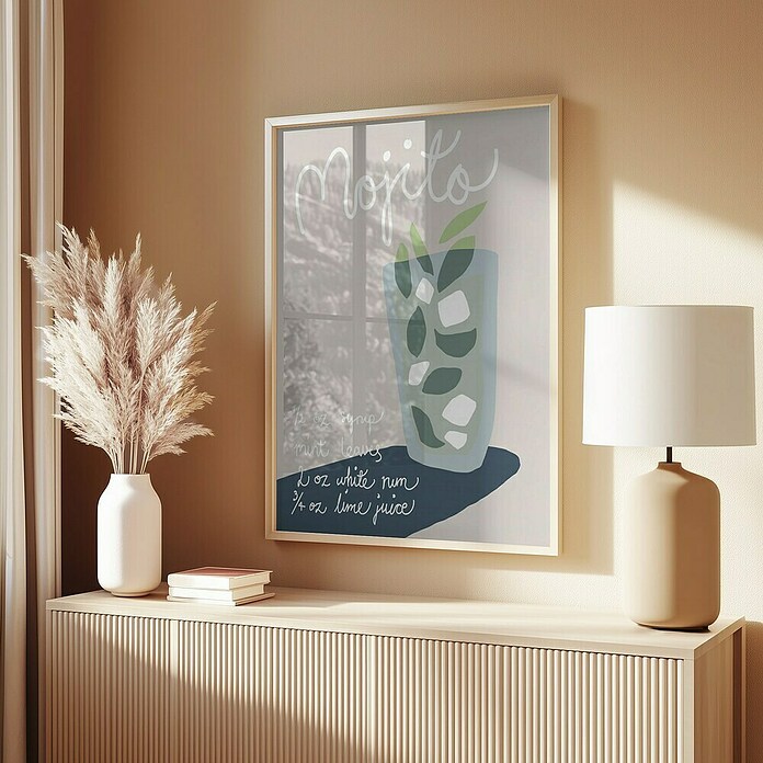 Papermoon Bild (Mojito Rezept, B x H: 40 x 50 cm, Mit Passepartout, Rahmen Eiche) | BAUHAUS