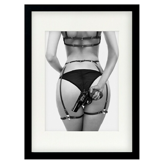 Papermoon Bild (Love & a loaded Gun, B x H: 100 x 140 cm, Mit Passepartout, Rahmen Schwarz) | BAUHAUS