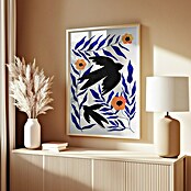 Papermoon Bild (Swallow Flowers, B x H: 60 x 80 cm, Mit Passepartout, Rahmen Eiche) | BAUHAUS