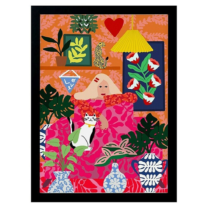 Papermoon Bild (Cat Lady, B x H: 80 x 110 cm, Ohne Passepartout, Rahmen Schwarz) | BAUHAUS