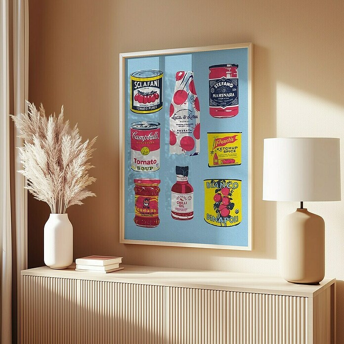 Papermoon Bild (Canned Tomatoes, B x H: 80 x 110 cm, Ohne Passepartout, Rahmen Eiche) | BAUHAUS