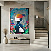 Papermoon Bild (Blue Girl, B x H: 50 x 70 cm, Mit Passepartout, Rahmen Schwarz) | BAUHAUS