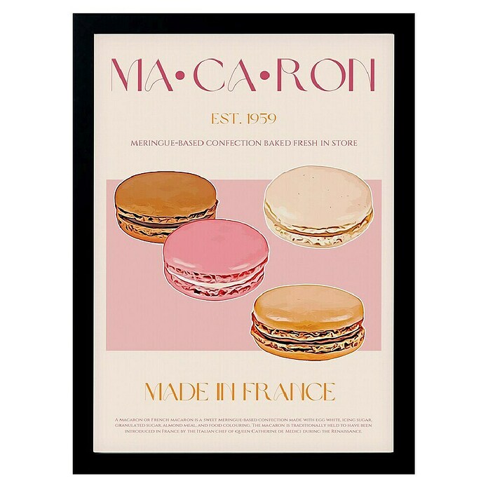 Papermoon Bild (French Macaron, B x H: 40 x 50 cm, Ohne Passepartout, Rahmen Schwarz) | BAUHAUS