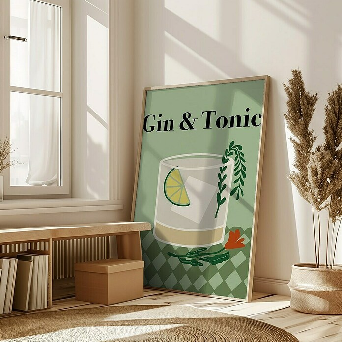 Papermoon Bild (Gin a Tonic, B x H: 50 x 70 cm, Mit Passepartout, Rahmen Eiche) | BAUHAUS