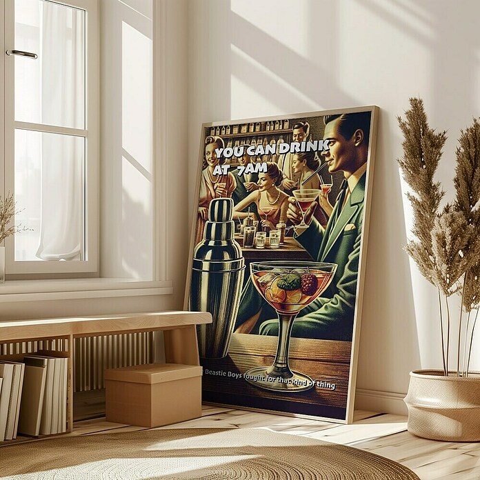 Papermoon Bild (You can Drink at 7 AM, B x H: 60 x 80 cm, Mit Passepartout, Rahmen Eiche) | BAUHAUS